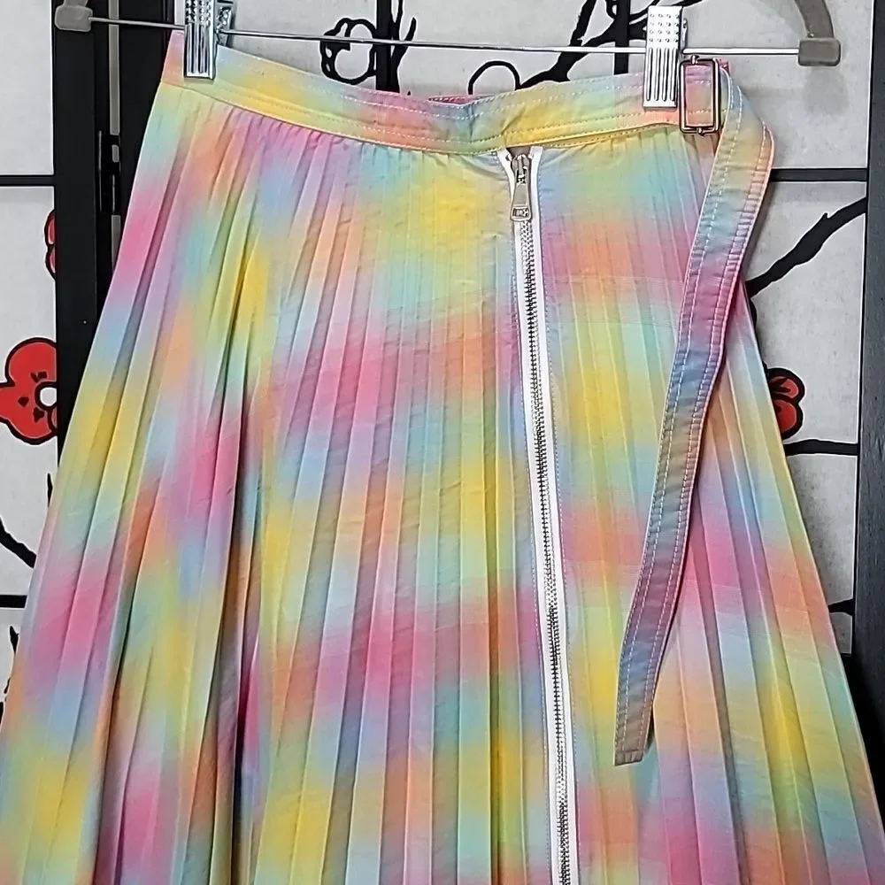 Beatrice B Pleated Plaid Printed Midi Skirt Size 0